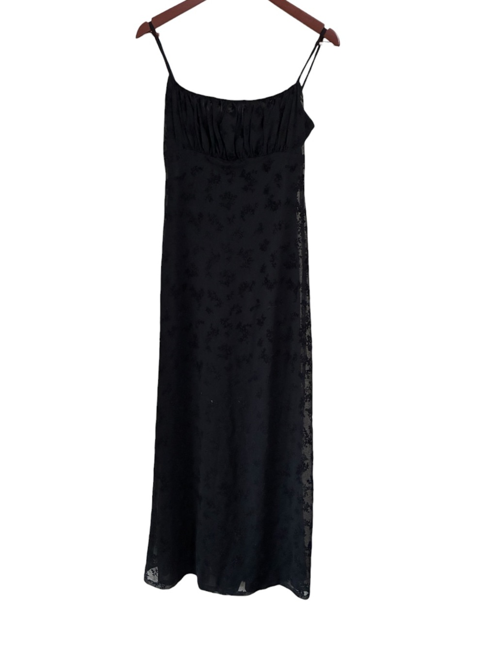Brenda Bedome Vintage 90s Black Burnout Maxi Slip Dress Size 1 XS Made in Canada